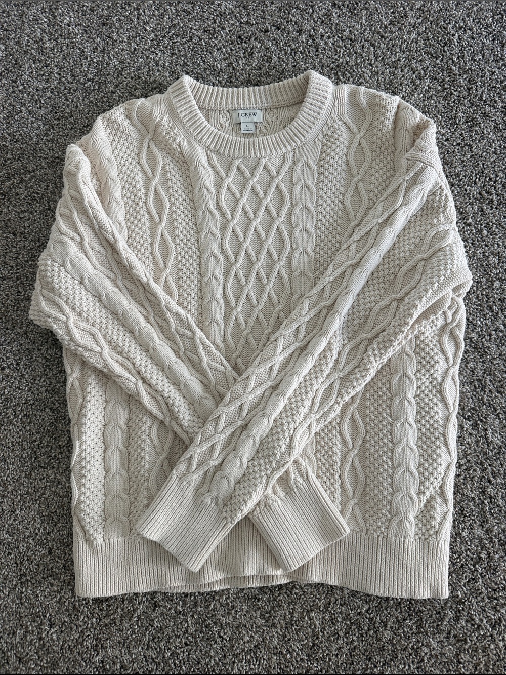 J. Crew Factory Women’s Cream Cable-Knit Crewneck Sweater